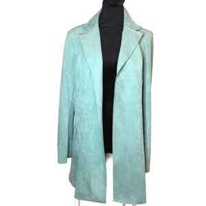 Philosophy Small Women's Faux Leather Duster Jacket Teal Long Sleeve MSRP $78
